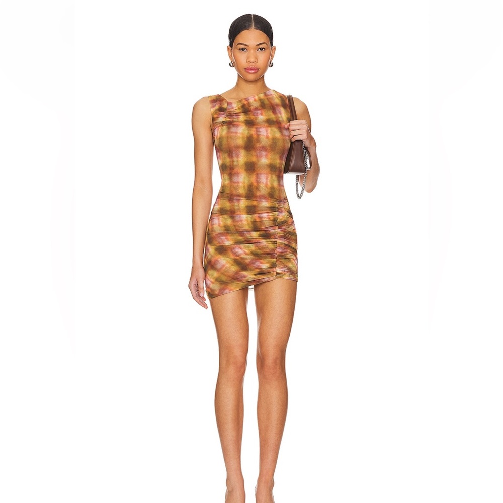 Lovers and friends Mel mini dress in brown plaid